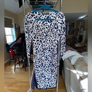 Ralph Lauren navy blue and white midi dess